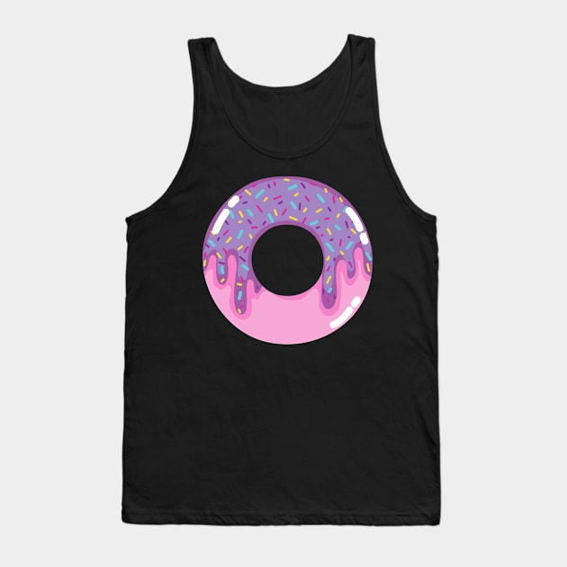 Pink donut with violet frosting and sprinkles Tank Top by InkyArt